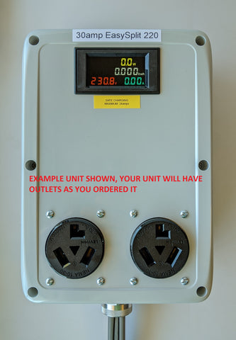 EasySplit 220™ #11 30A 240v Splitter 5ft. cable NEMA 10-30 (before 1996) to one 10-30 and one 14-30 outlets with kWh/Watt/Volt/Amp meter