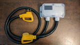 50amp Power Spy™ #32 50A 240v OUTDOOR power monitor - NEMA 14-50 plug to single 14-50 outlet on 1' tail