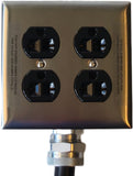 Adapter #138 50A 240v 3.5ft. cable NEMA 14-50 to three duplex outlets, accepts 6-15 and 6-20 plugs