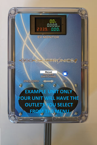 Electric Range Buddy Plus #1 Custom 50A NEMA 14-50 2-way switcher, 3' 14-50 cable to two 14-50 outlets with kWh meter