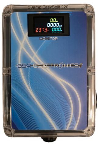 EasySplit 220™ #1 30A 240v Splitter 5ft. cable NEMA 10-30 (before 1996), two 10-30 outlets with kWh/Watt/Volt/Amp meter